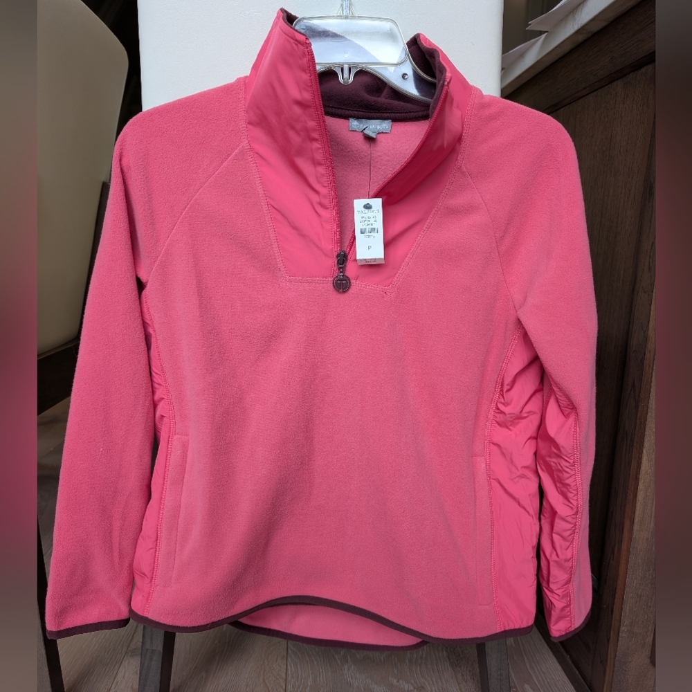 T by Talbots Women's‎ Pink Fleece Quarter Zip Pullover Sz P